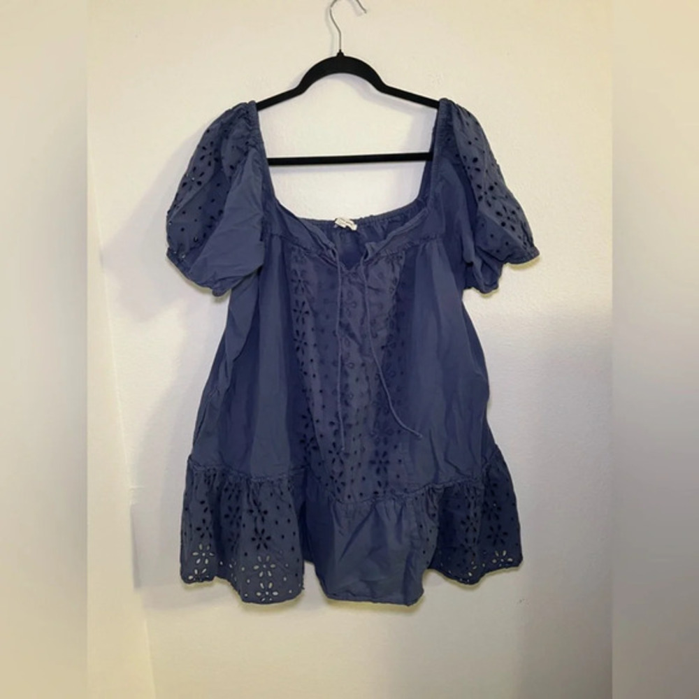 American Eagle Outfitters Blue Eyelet Dress
